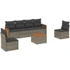 Image de vidaXL Ensemble de salon de jardin 7 pièces avec coussins Gris Poly rotin