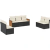 Image de vidaXL Ensemble de salon de jardin 7 pièces avec coussins noir poly rotin