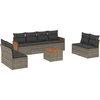 Image de vidaXL Ensemble de salon de jardin 9 pièces avec coussins Gris Poly rotin