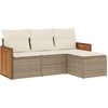 Image de vidaXL Ensemble de salon de jardin 4 pièces avec coussins Beige Poly Rattan
