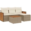 Image de vidaXL Ensemble de salon de jardin 5 pièces avec coussins Beige Poly Rattan