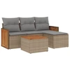 Image de vidaXL Ensemble de salon de jardin 5 pièces avec coussins Beige Poly Rattan