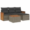 Image de vidaXL Ensemble de salon de jardin 5 pièces avec coussins Gris Poly rotin