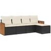 Image de vidaXL Ensemble de salon de jardin 5 pièces avec coussins noir poly rotin