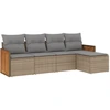 Image de vidaXL Ensemble de salon de jardin 5 pièces avec coussins Beige Poly Rattan