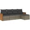 Image de vidaXL Ensemble de salon de jardin 5 pièces avec coussins Gris Poly rotin