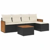 Image de vidaXL Ensemble de salon de jardin 6 pièces avec coussins noir poly rotin