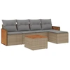 Image de vidaXL Ensemble de salon de jardin 6 pièces avec coussins Beige Poly Rattan