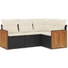 Image de vidaXL Ensemble de salon de jardin 4 pièces avec coussins noir poly rotin