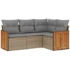 Image de vidaXL Ensemble de salon de jardin 4 pièces avec coussins Beige Poly Rattan
