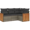 Image de vidaXL Ensemble de salon de jardin 4 pièces avec coussins Gris Poly rotin
