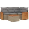 Image de vidaXL Ensemble de salon de jardin 5 pièces avec coussins Beige Poly Rattan