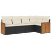 Image de vidaXL Ensemble de salon de jardin 5 pièces avec coussins noir poly rotin