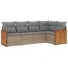 Image de vidaXL Ensemble de salon de jardin 5 pièces avec coussins Beige Poly Rattan