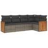 Image de vidaXL Ensemble de salon de jardin 5 pièces avec coussins Gris Poly rotin