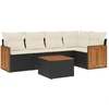 Image de vidaXL Ensemble de salon de jardin 6 pièces avec coussins noir poly rotin