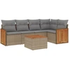 Image de vidaXL Ensemble de salon de jardin 6 pièces avec coussins Beige Poly Rattan