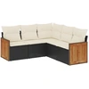 Image de vidaXL Ensemble de salon de jardin 5 pièces avec coussins noir poly rotin