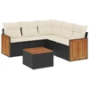 Image de vidaXL Ensemble de salon de jardin 6 pièces avec coussins noir poly rotin