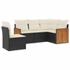Image de vidaXL Ensemble de salon de jardin 5 pièces avec coussins noir poly rotin