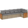 Image de vidaXL Ensemble de salon de jardin 6 pièces avec coussins Beige Poly Rattan