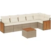 Image de vidaXL Ensemble de salon de jardin 7 pièces avec coussins Beige Poly Rattan