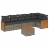 Image de vidaXL Ensemble de salon de jardin 7 pièces avec coussins Gris Poly rotin