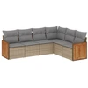 Image de vidaXL Ensemble de salon de jardin 6 pièces avec coussins Beige Poly Rattan