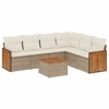 Image de vidaXL Ensemble de salon de jardin 7 pièces avec coussins Beige Poly Rattan