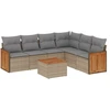 Image de vidaXL Ensemble de salon de jardin 7 pièces avec coussins Beige Poly Rattan