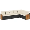 Image de vidaXL Ensemble de salon de jardin 7 pièces avec coussins noir poly rotin