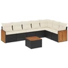 Image de vidaXL Ensemble de jardin canapé 8 pièces avec coussins noir poly rotin