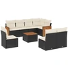 Image de vidaXL Ensemble de salon de jardin 9 pièces avec coussins noir poly rotin
