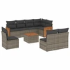 Image de vidaXL Ensemble de salon de jardin 9 pièces avec coussins Gris Poly rotin