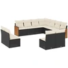 Image de vidaXL Ensemble de salon de jardin 11 pièces avec coussins noir poly rotin