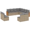 Image de vidaXL Ensemble de salon de jardin 11 pièces avec coussins Beige Poly Rattan