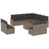 Image de vidaXL Ensemble de salon de jardin 12 pièces avec coussins Gris Poly rotin
