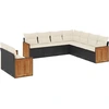 Image de vidaXL Ensemble de salon de jardin 9 pièces avec coussins noir poly rotin