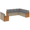 Image de vidaXL Ensemble de salon de jardin 9 pièces avec coussins beige Poly rotin