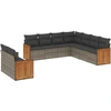 Image de vidaXL Ensemble de salon de jardin 9 pièces avec coussins Gris Poly rotin