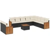 Image de vidaXL Ensemble de salon de jardin 11 pièces avec coussins noir poly rotin