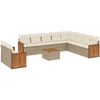 Image de vidaXL Ensemble de salon de jardin 11 pièces avec coussins Beige Poly Rattan