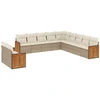 Image de vidaXL Ensemble de salon de jardin 11 pièces avec coussins Beige Poly Rattan