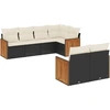 Image de vidaXL Ensemble de salon de jardin 7 pièces avec coussins noir poly rotin