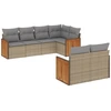 Image de vidaXL Ensemble de salon de jardin 7 pièces avec coussins Beige Poly Rattan