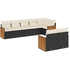 Image de vidaXL Ensemble de jardin canapé 8 pièces avec coussins noir poly rotin