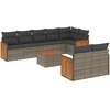 Image de vidaXL Ensemble de salon de jardin 9 pièces avec coussins Gris Poly rotin