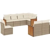 Image de vidaXL Ensemble de jardin canapé 8 pièces avec coussins Beige Poly Rattan