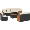 Image de vidaXL Ensemble de salon de jardin 9 pièces avec coussins noir poly rotin