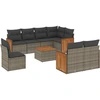 Image de vidaXL Ensemble de salon de jardin 9 pièces avec coussins Gris Poly rotin